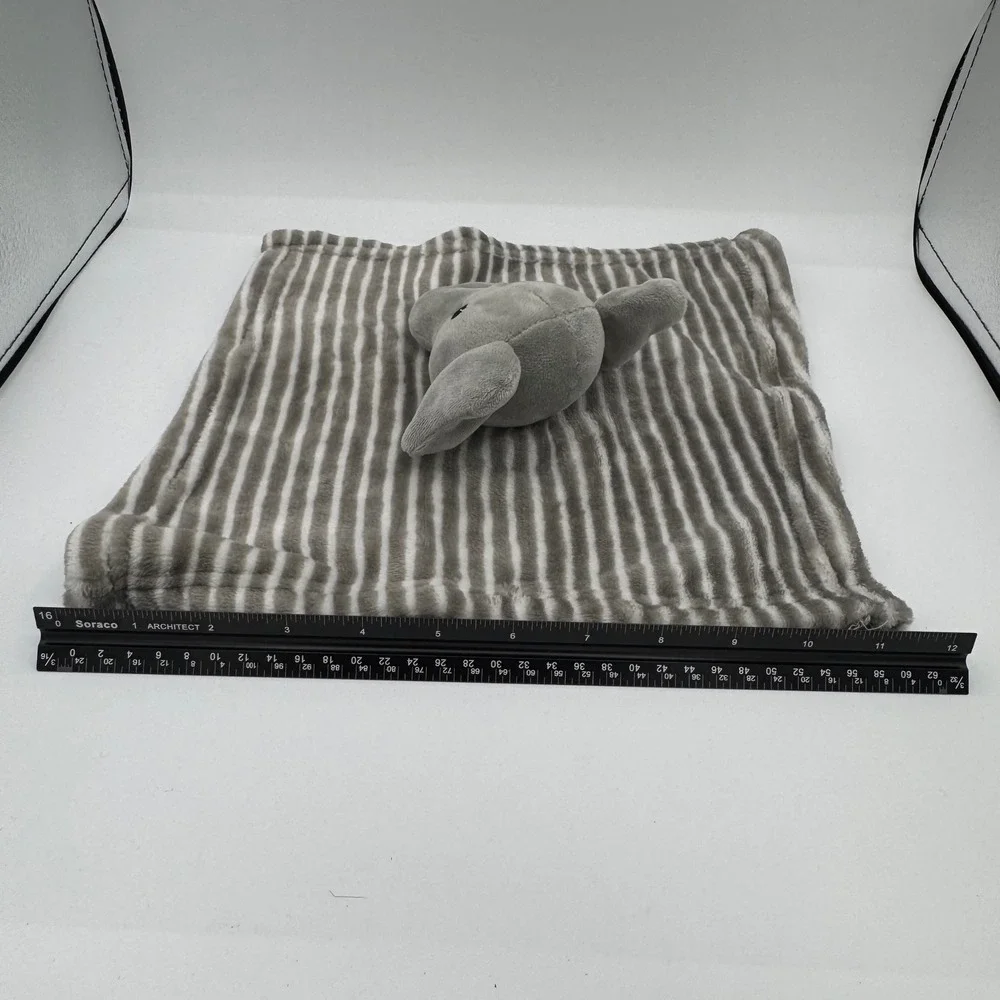 Lila & Jack Grey Elephant Baby Security Blanket Striped Lovey AT306-GY-ST